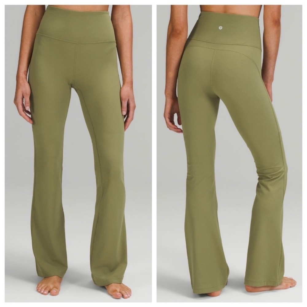 LULULEMON Groove Super HR Flared Pant Nulu Bronze Green Size 12 New NWT